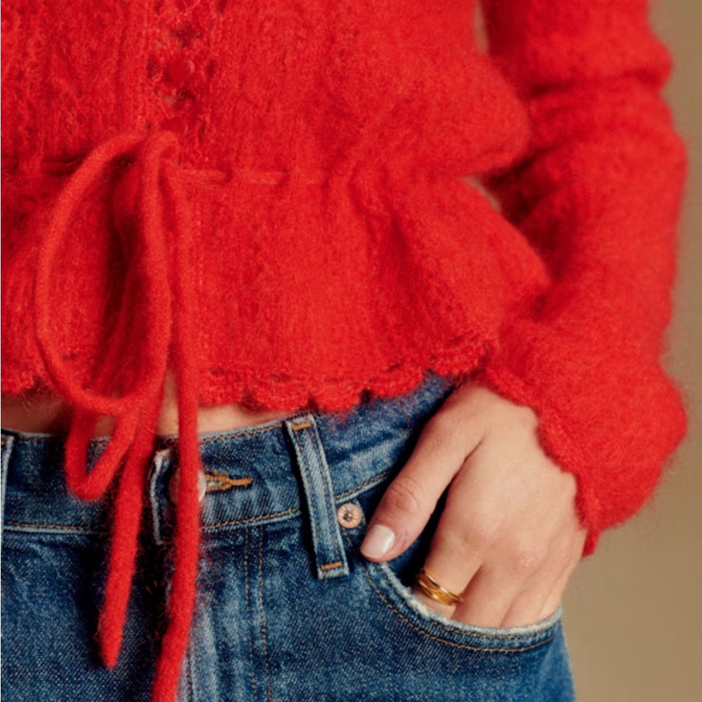 Sezane Soft Lace-Knit Cardigan in Pale Pink - Picture 5 of 12